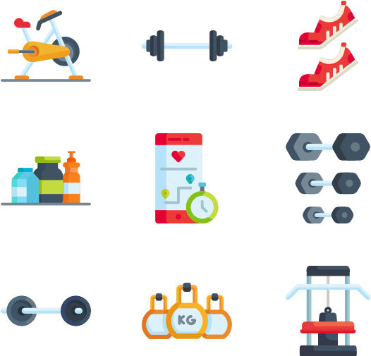 Fitness Equipment Icons Set PNG image