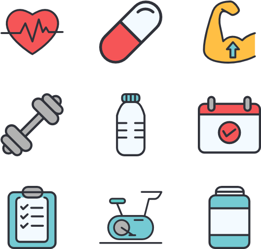 Fitness Icons Set PNG image