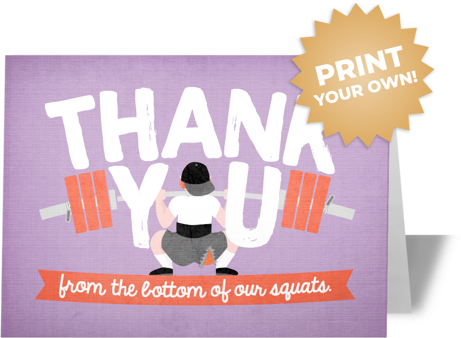 Fitness Thank You Card PNG image