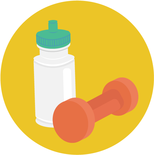 Fitness Water Bottleand Dumbbell Icon PNG image