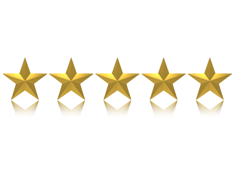 Five Golden Stars Rating PNG image