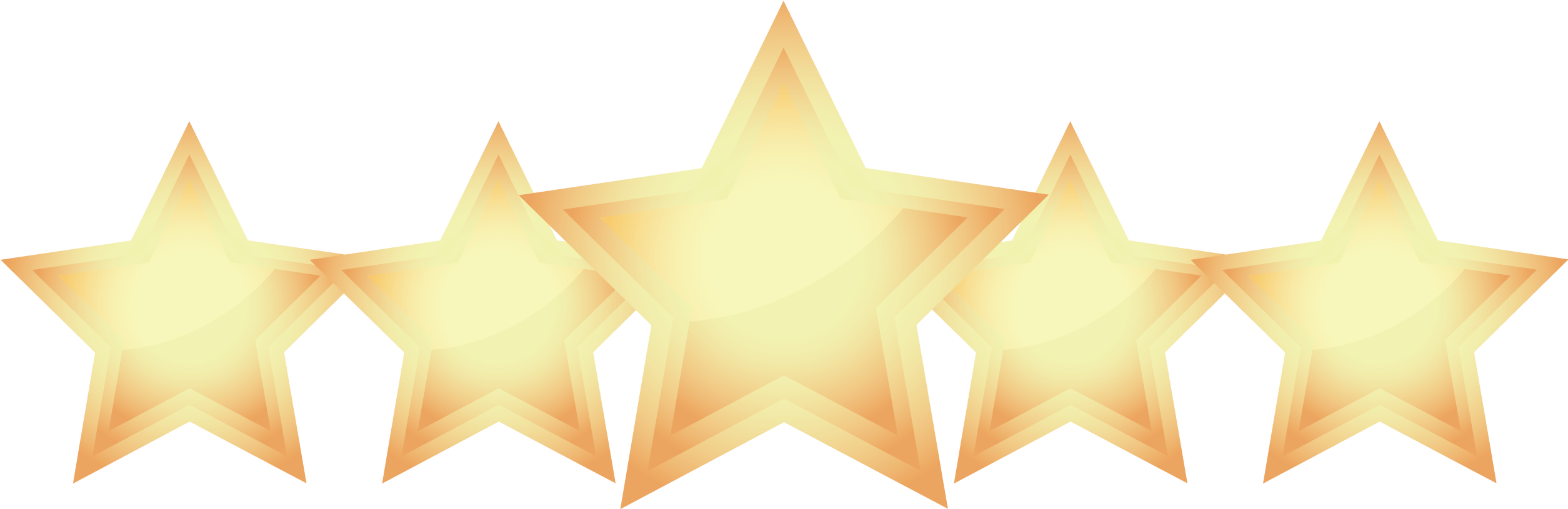 Five Golden Stars Rating PNG image