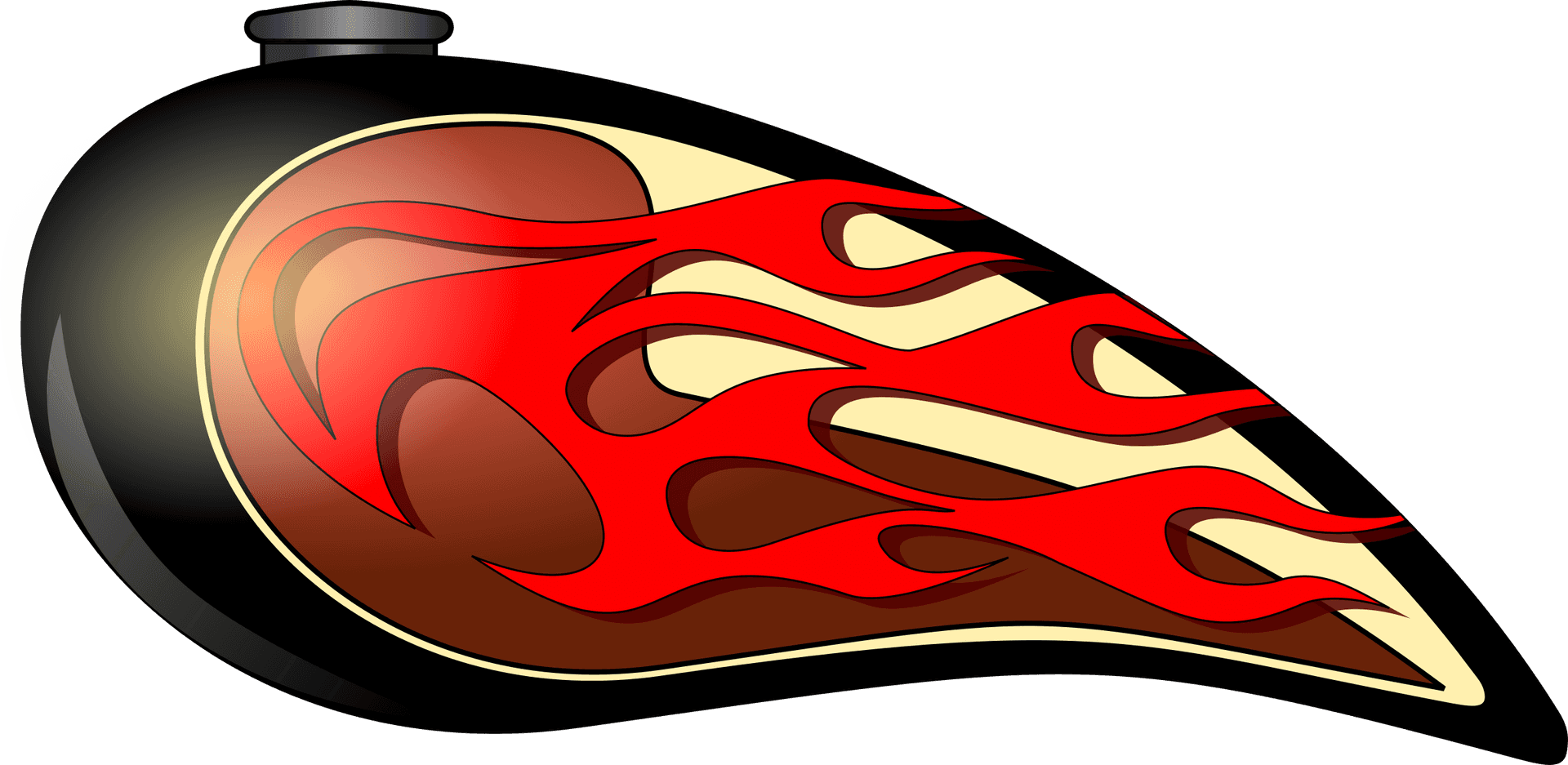 Flame Design Motorcycle Gas Tank PNG image