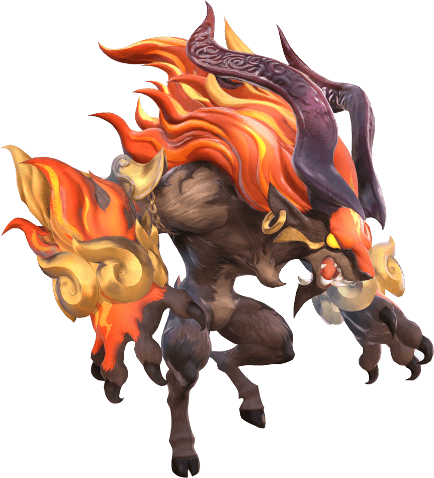 Flame Maned_ Mythical_ Beast PNG image