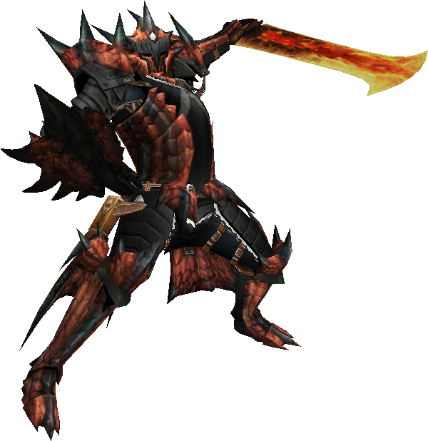 Flame Sword Armored Hunter PNG image