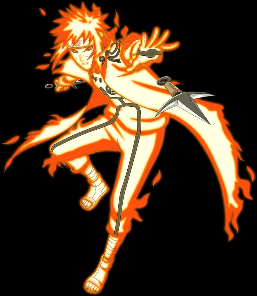 Flaming_ Anime_ Character_ Art PNG image