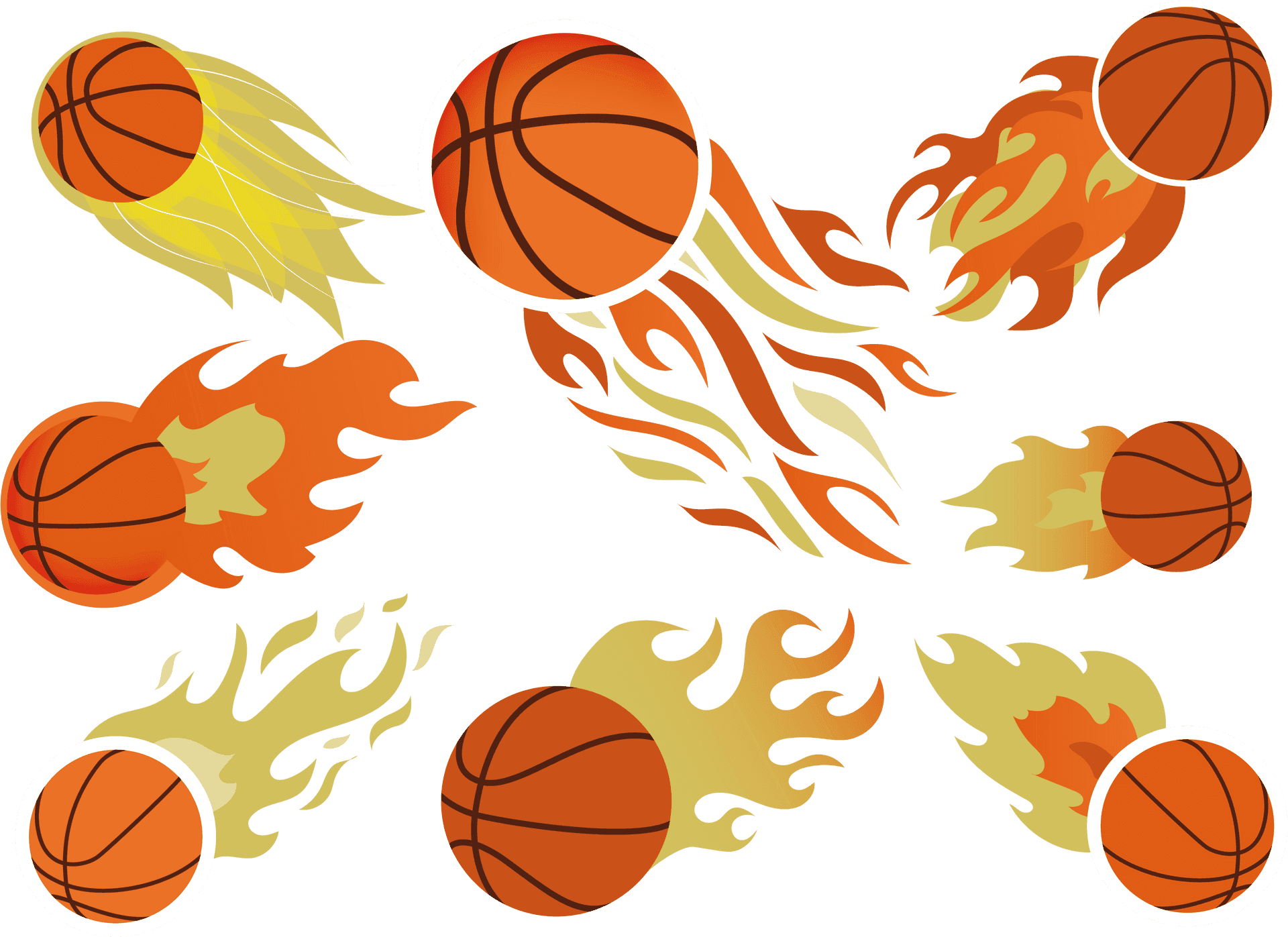 Flaming Basketballs Vector PNG image