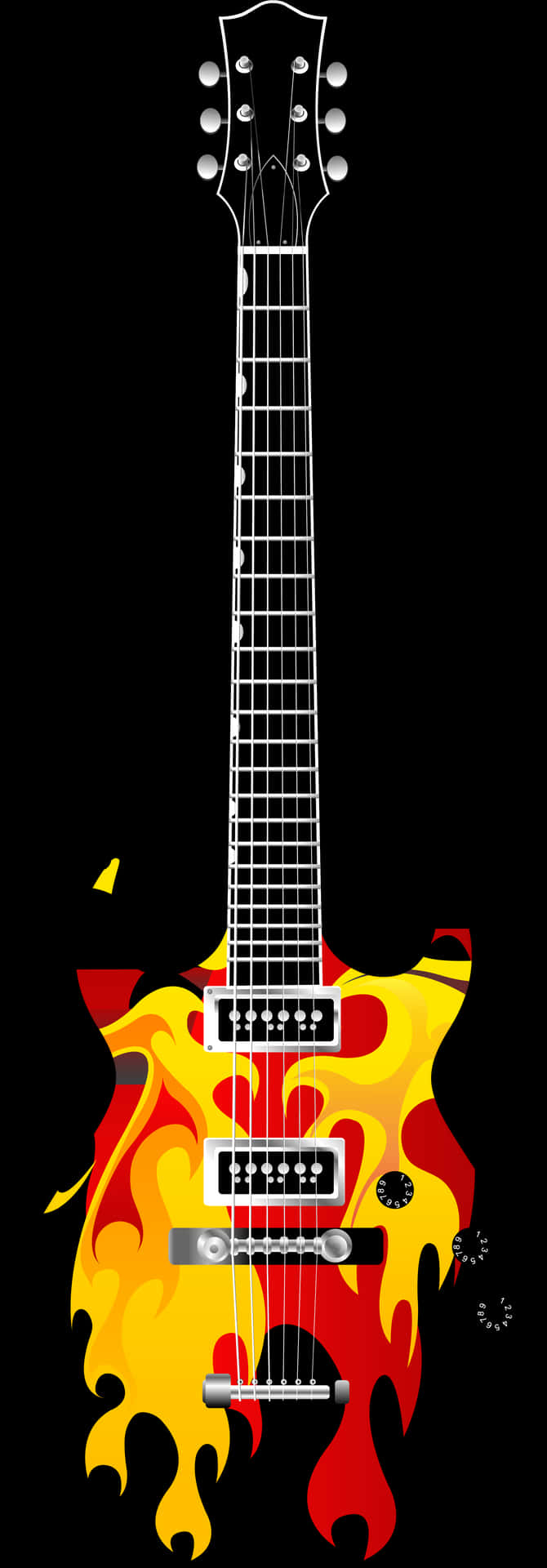 Flaming Guitar Graphic PNG image