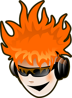 Flaming Hair Character Avatar PNG image