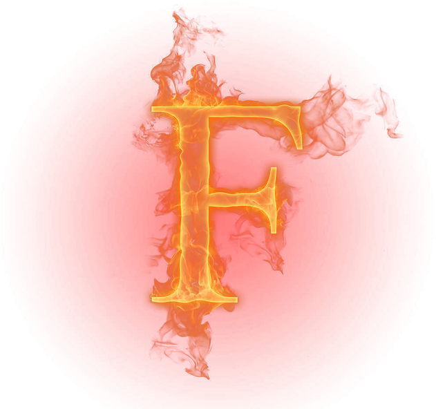 Flaming Letter F Graphic PNG image