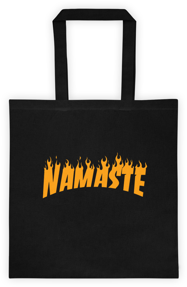 Flaming Namaste Tote Bag PNG image
