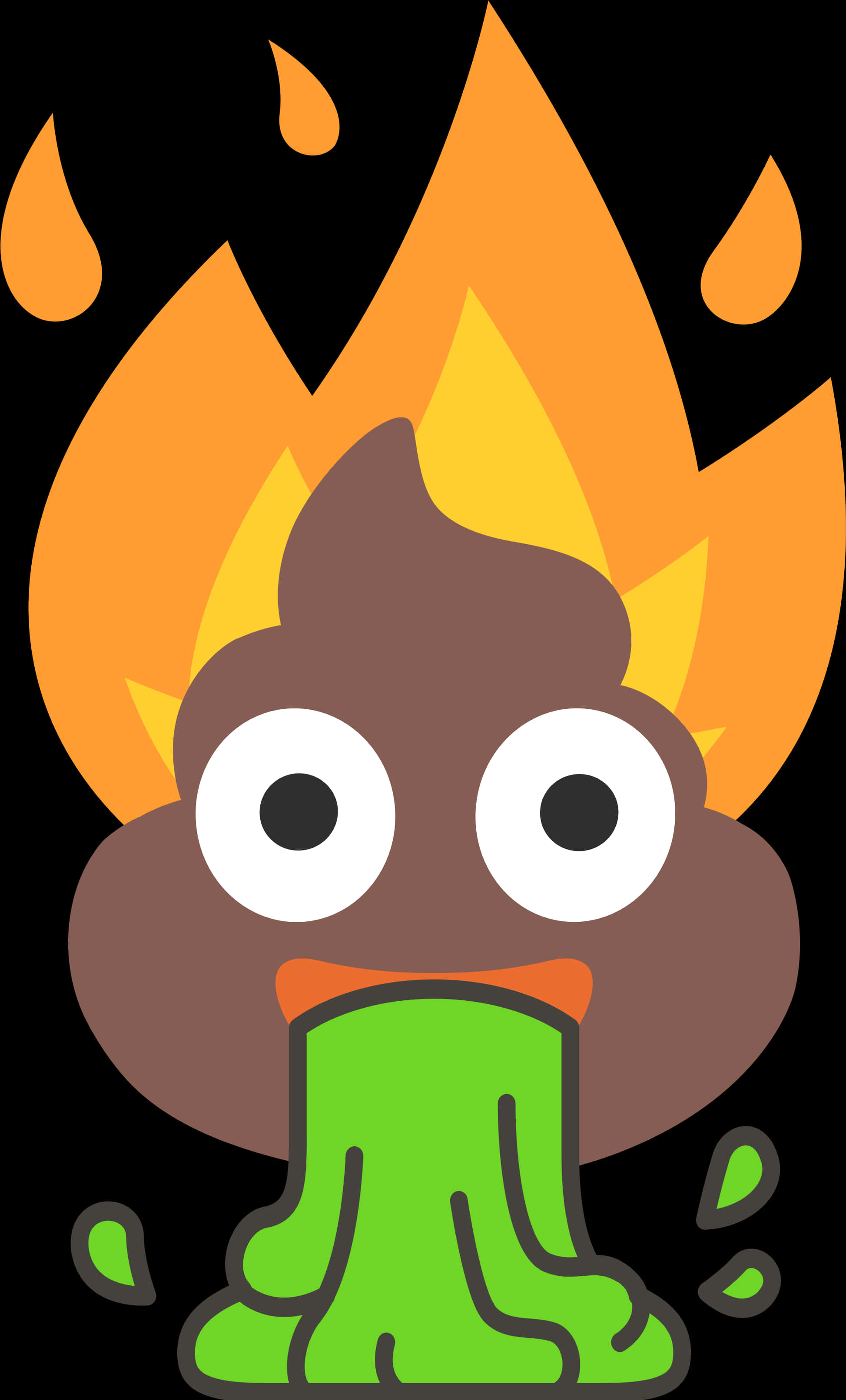 Flaming Poop Emoji Illustration PNG image
