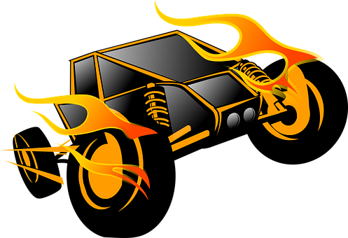 Flaming Race Car Graphic PNG image