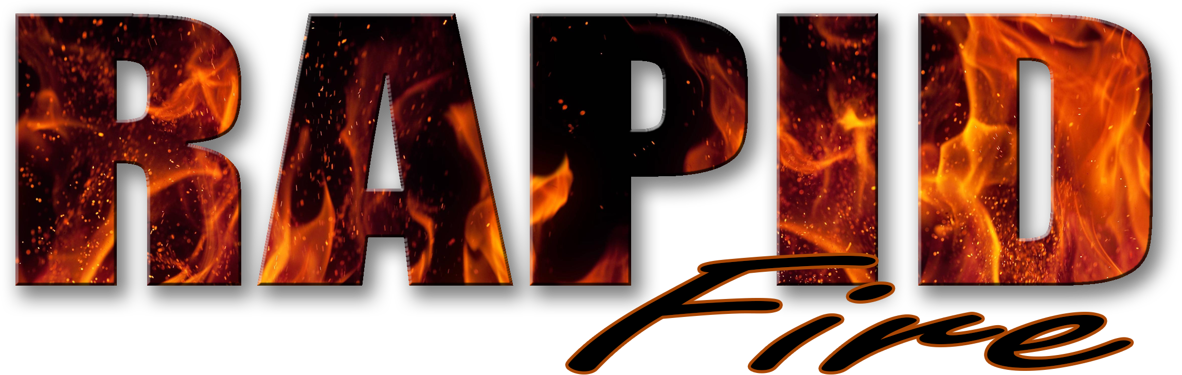 Flaming Rapid Fire Text Graphic PNG image