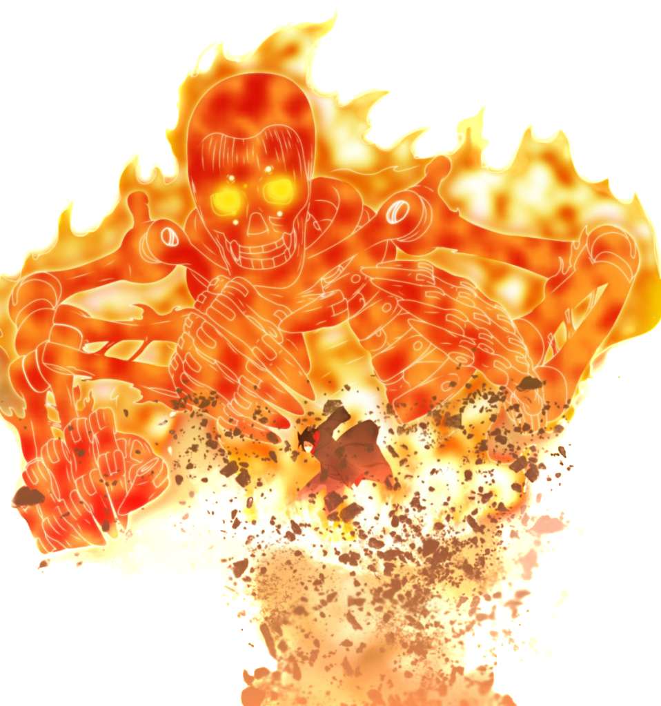 Flaming Skeleton Artwork PNG image