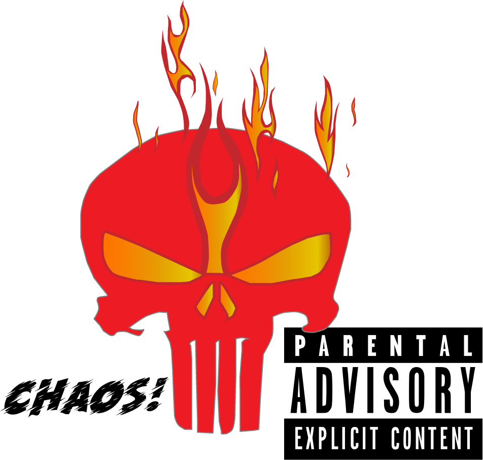 Flaming_ Skull_ Chaos_ Explicit_ Content_ Warning PNG image