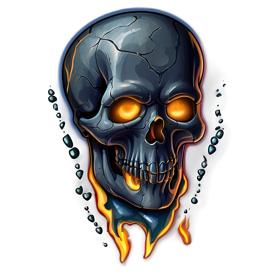 Flaming Skull Illustration Png 13 PNG image