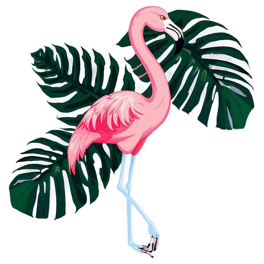 Flamingo And Palm Leaves Png 06292024 PNG image
