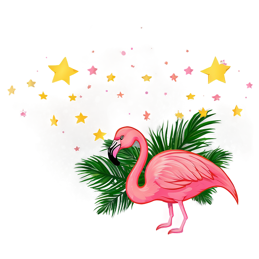 Flamingo And Stars Night Png 05062024 PNG image