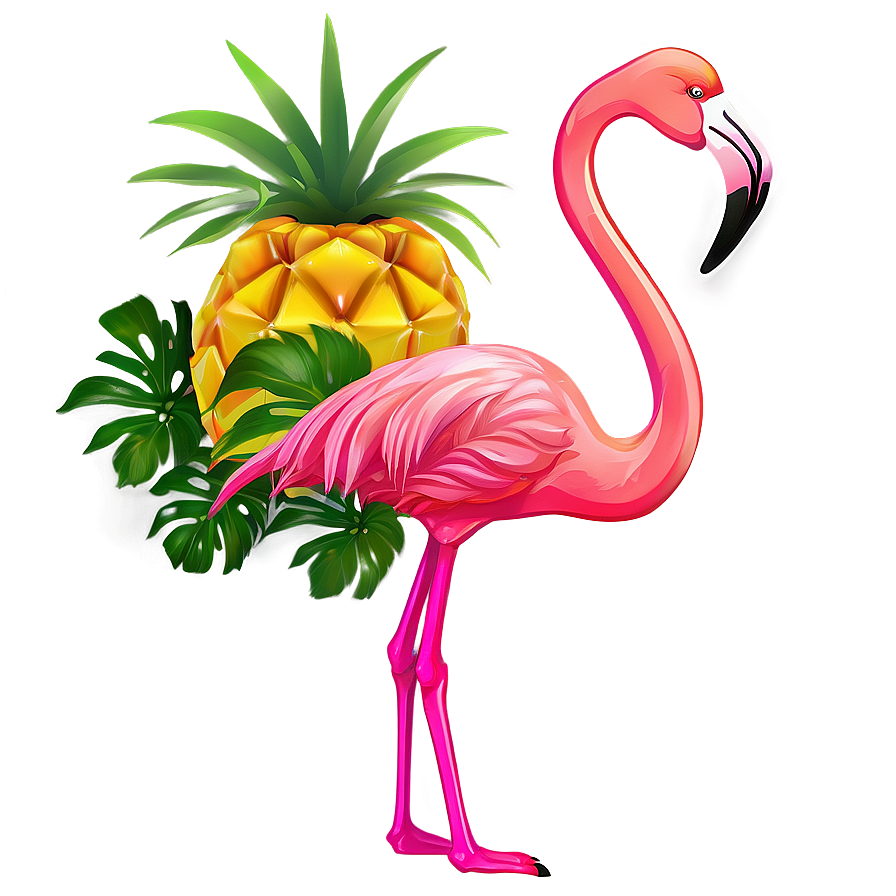 Flamingo And Tropical Fruit Png 06272024 PNG image