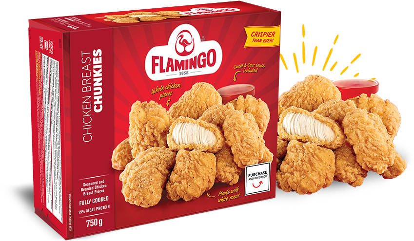 Flamingo Chicken Breast Chunkies Box PNG image