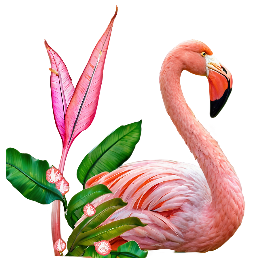 Flamingo Peeking Through Leaves Png 06292024 PNG image