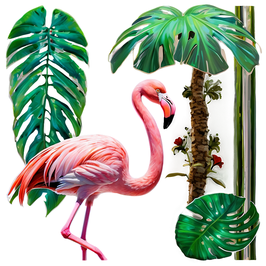 Flamingo Tropical Garden Party Png Ecs73 PNG image