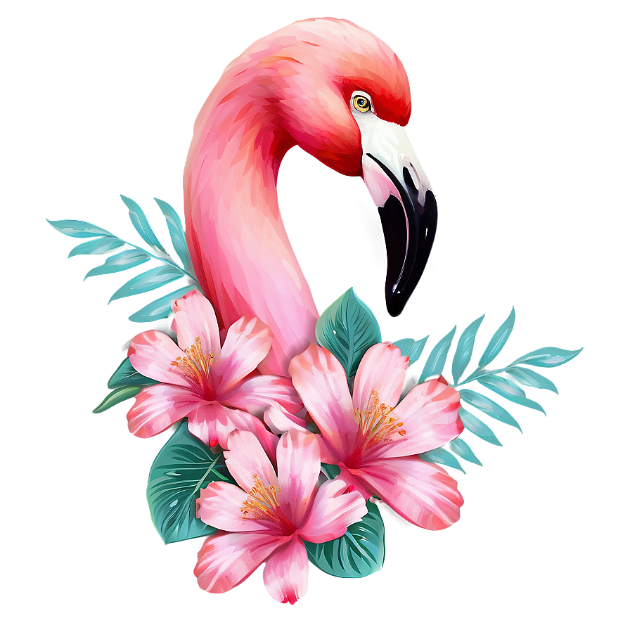 Flamingo With Floral Decor Png 48 PNG image