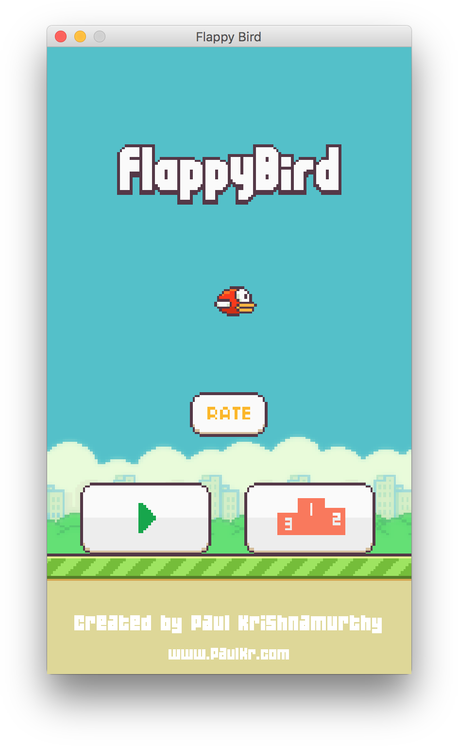 Flappy Bird Game Menu Screen PNG image