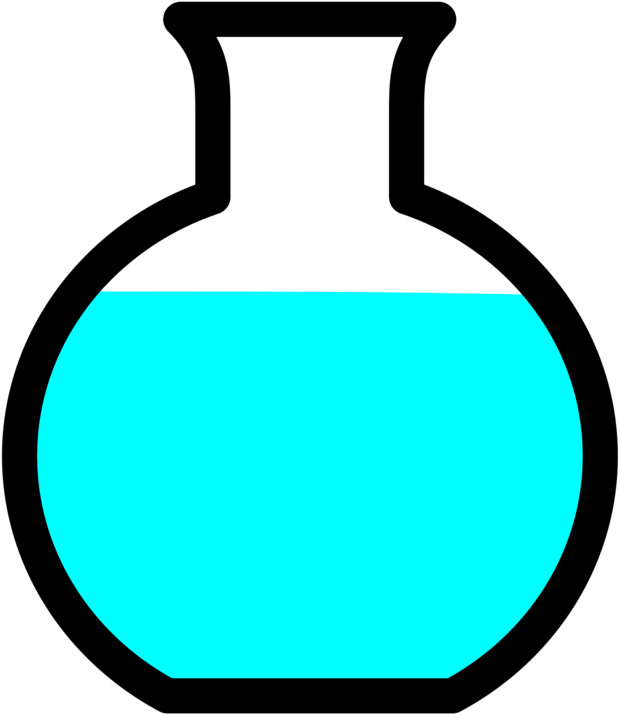 Flat Bottom Flaskwith Blue Liquid PNG image