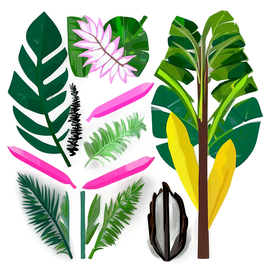 Flat Design Palm Leaves Png 64 PNG image