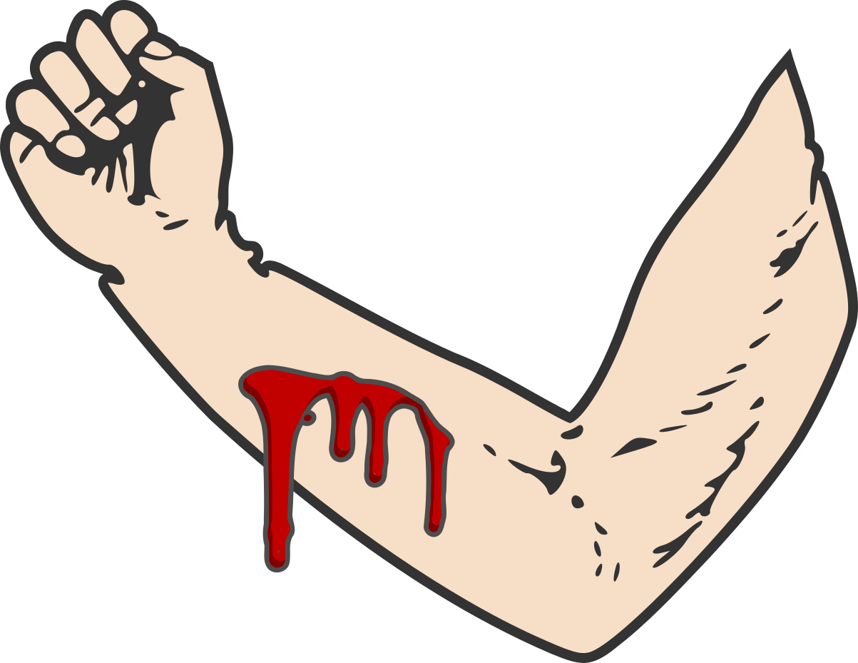 Flexed Arm With Dripping Blood Illustration PNG image