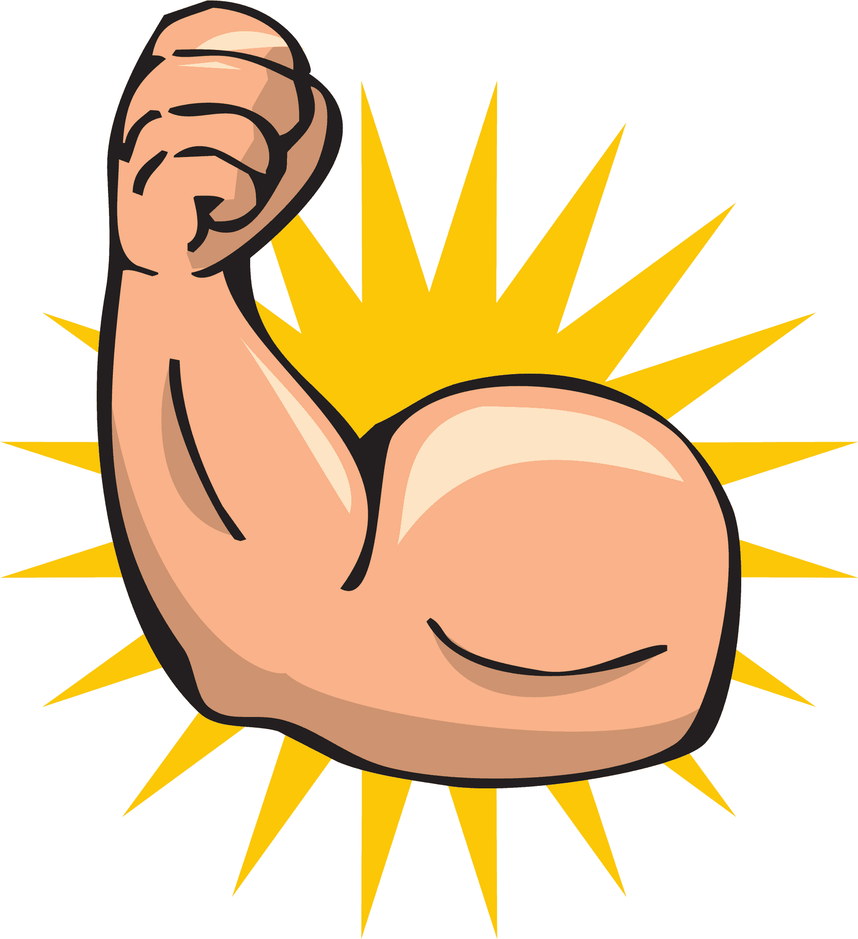 Flexed Bicep Cartoon Illustration PNG image