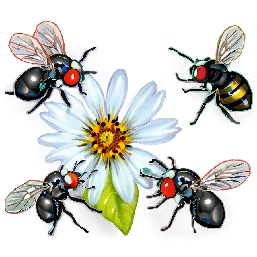 Flies On Flowers Png 06122024 PNG image