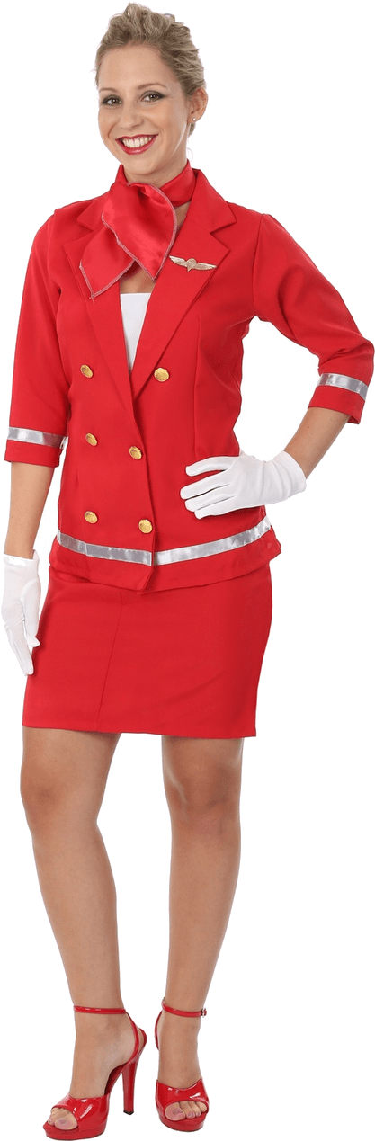 Flight Attendant Red Uniform PNG image