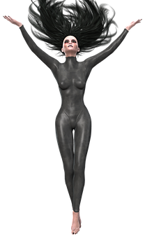 Floating Artistic Nude Figure PNG image