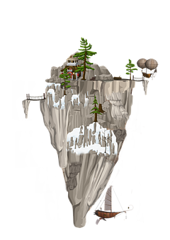 Floating_ Fantasy_ Island_ Illustration PNG image