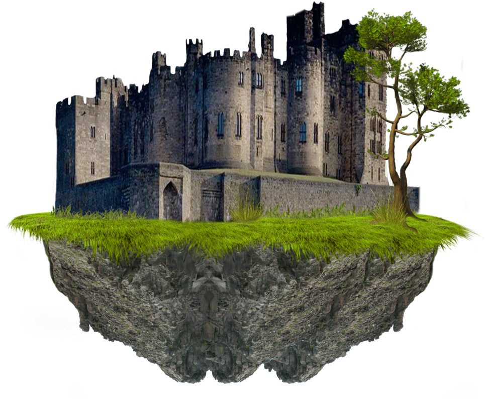 Floating Medieval Castle Fantasy PNG image