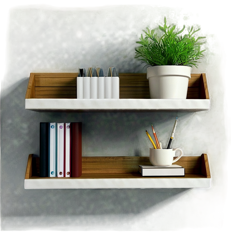 Floating Shelves In Office Png Imc17 PNG image