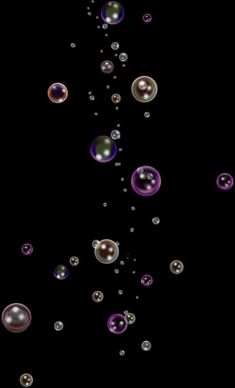 Floating Soap Bubbleson Black Background PNG image