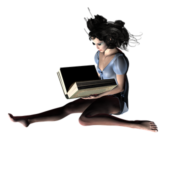 Floating Woman Reading Book PNG image