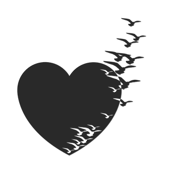 Flockof Birds Escaping Heart Silhouette PNG image