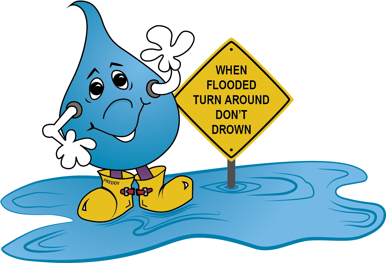 Flood Awareness Cartoon Character PNG image