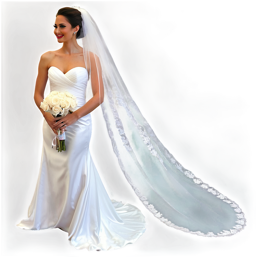 Floor Length Bridal Veil Png 06272024 PNG image