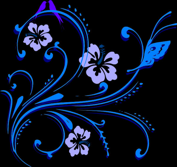 Floral Abstract Blue Design PNG image