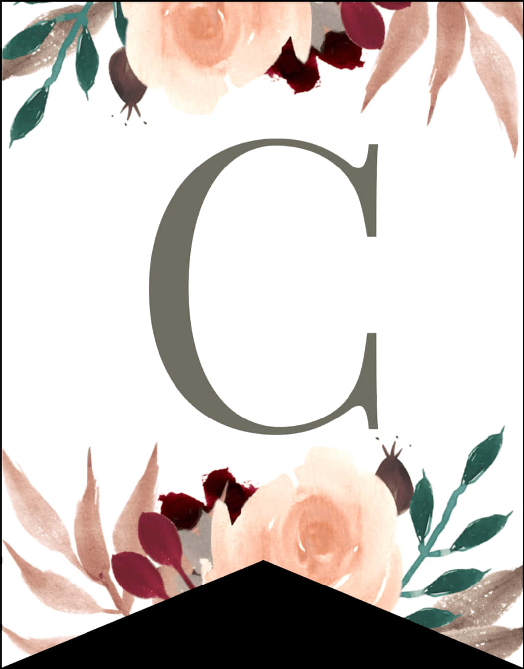 Floral Alphabet C Letter PNG image