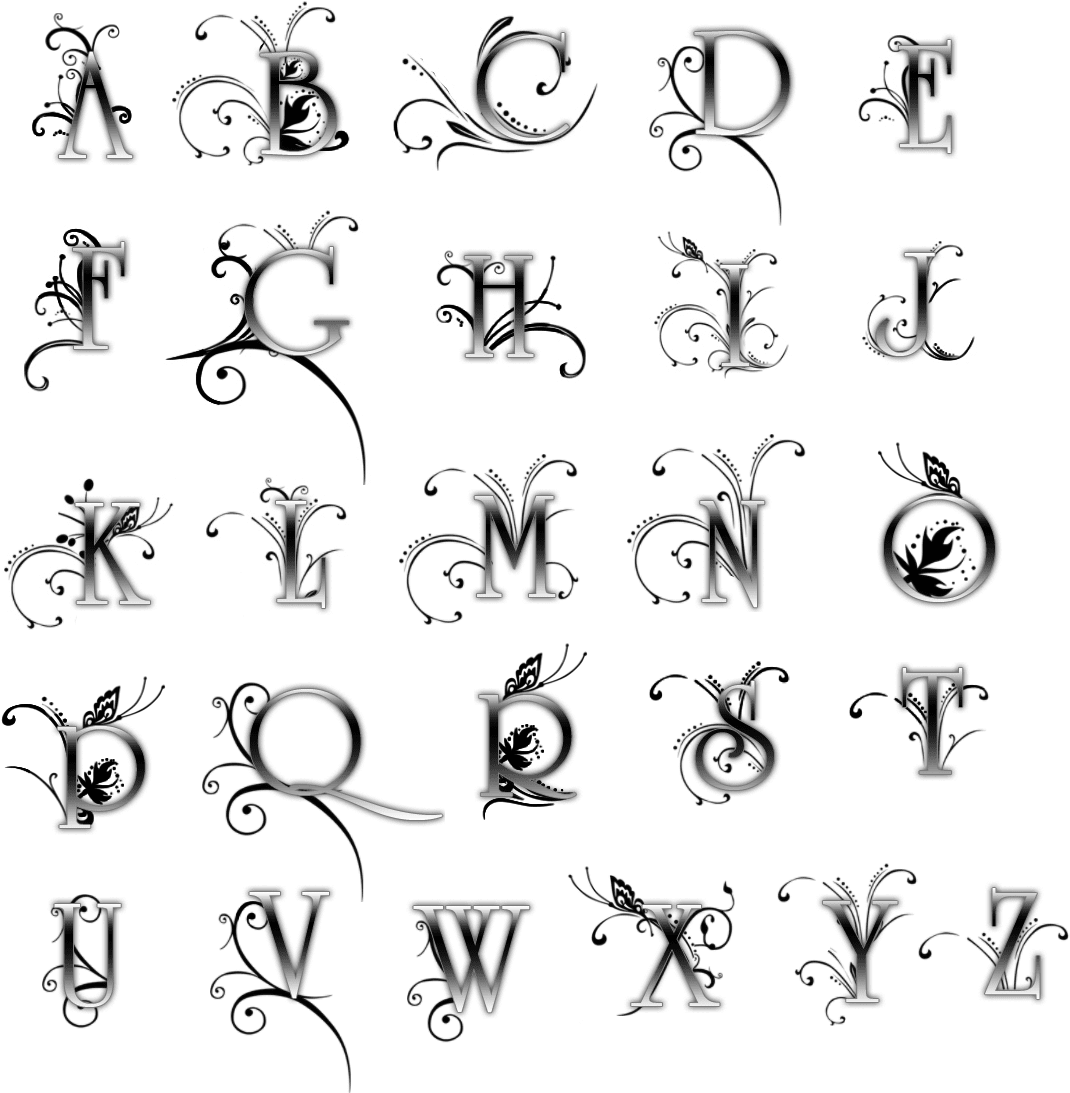 Floral Alphabet Tattoo Designs PNG image