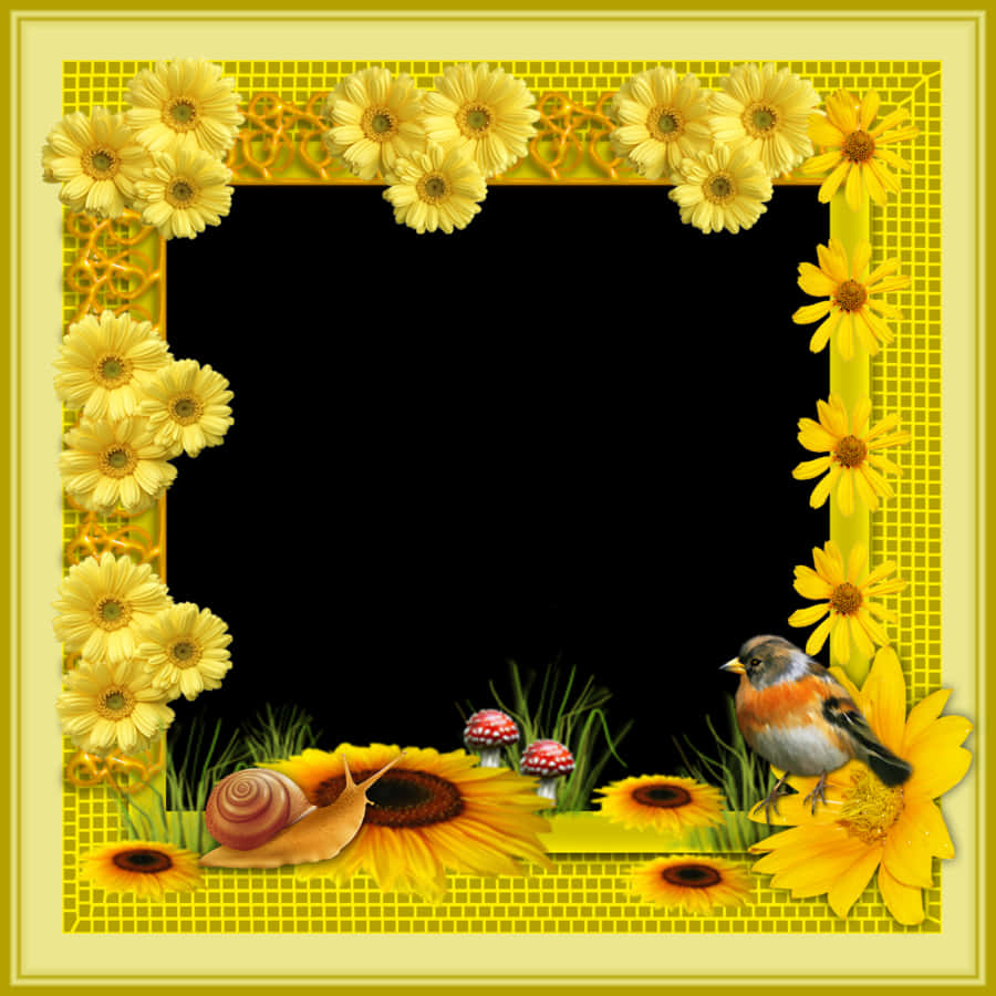 Floral_and_ Fauna_ Decorated_ Frame PNG image