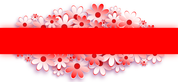 Floral Banner Red Stripe PNG image