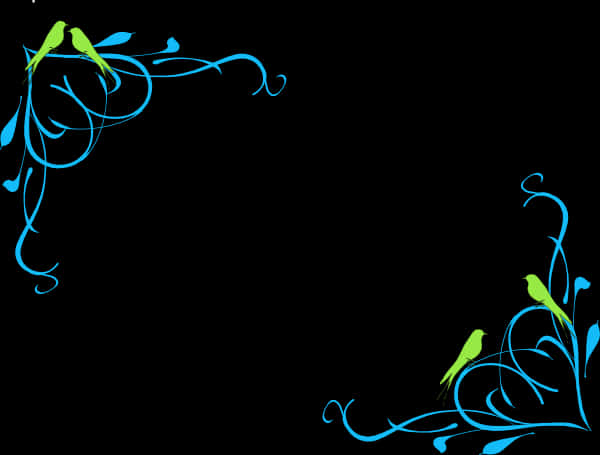 Floral Bird Black Background Design PNG image